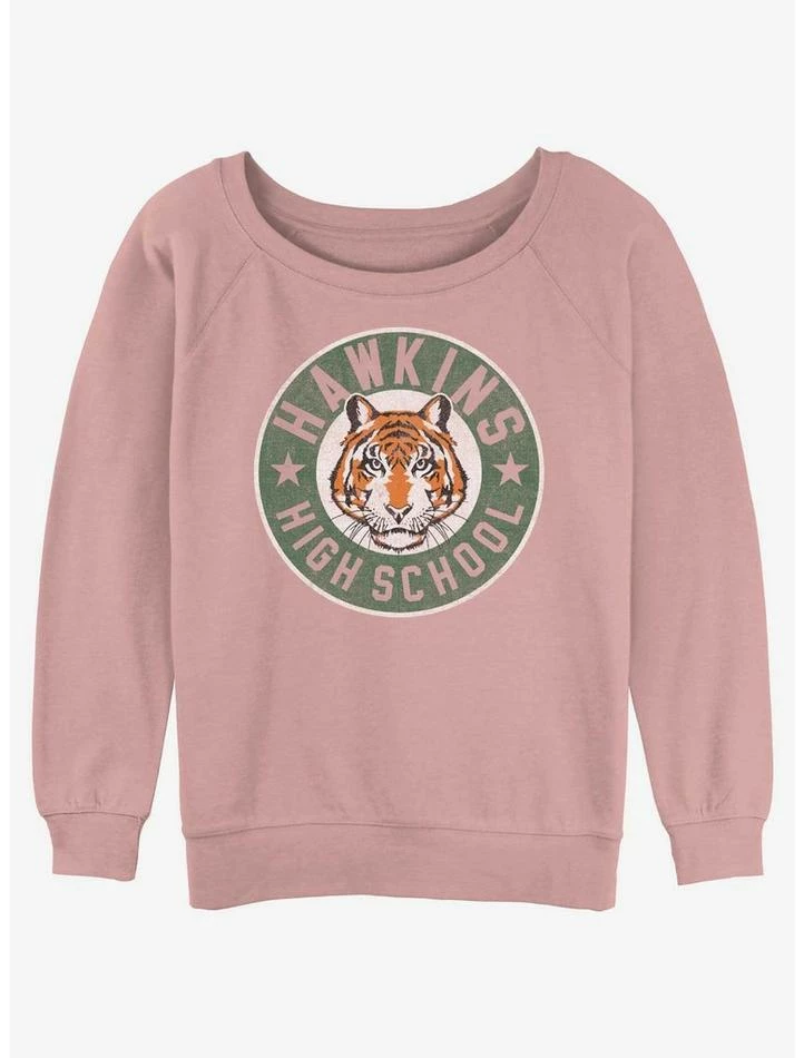New ๐ Stranger Things Hawkins High Tiger Emblem ๐ง Girls Slouchy Sweatshirt ๐ 1 New ๐ Stranger Things Hawkins High Tiger Emblem ๐ง Girls Slouchy Sweatshirt ๐
