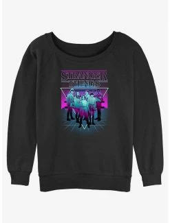 Discount 😉 Stranger Things Neon Group 👧 Girls Slouchy Sweatshirt ❤️