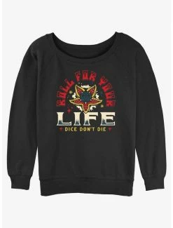 Coupon 🌟 Stranger Things Roll For Your Life 👧 Girls Slouchy Sweatshirt 👏