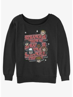 Deals 👍 Stranger Things Toon Stack 👧 Girls Slouchy Sweatshirt 🎁