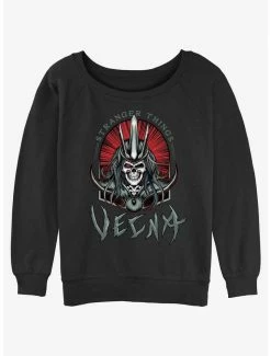 Hot Sale 🧨 Stranger Things Vecna Tombstone Badge 👧 Girls Slouchy Sweatshirt ✨