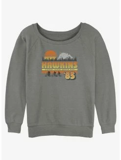 Best Pirce 👍 Stranger Things Hawkins Vintage Sunsnet 👧 Girls Slouchy Sweatshirt 🌟