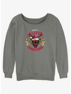 Flash Sale 🛒 Stranger Things Hellfire 🎁 Christmas 👧 Girls Slouchy Sweatshirt 🛒