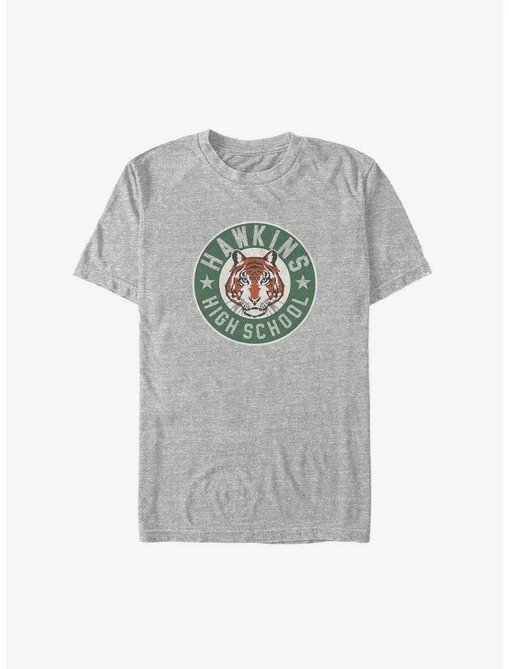 Flash Sale 👏 Stranger Things Hawkins High Tiger Emblem Big & Tall T-Shirt 🤩 1 Flash Sale 👏 Stranger Things Hawkins High Tiger Emblem Big & Tall T-Shirt 🤩