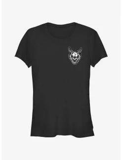 Deals ⭐ Stranger Things Cutout Demon Head Pocket 👧 Girls T-Shirt 🎉