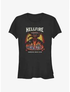 Deals 💯 Stranger Things Hellfire Hawkins High Club 👧 Girls T-Shirt 😀