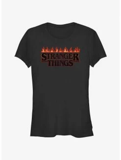 Coupon ❤️ Stranger Things Logo On Fire 👧 Girls T-Shirt ✨