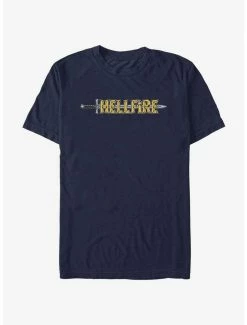 Discount 💯 Stranger Things Hellfire Sword Logo T-Shirt 😀